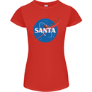 Santa Clause NASA Parody Funny Christmas Womens Petite Cut T-Shirt Red