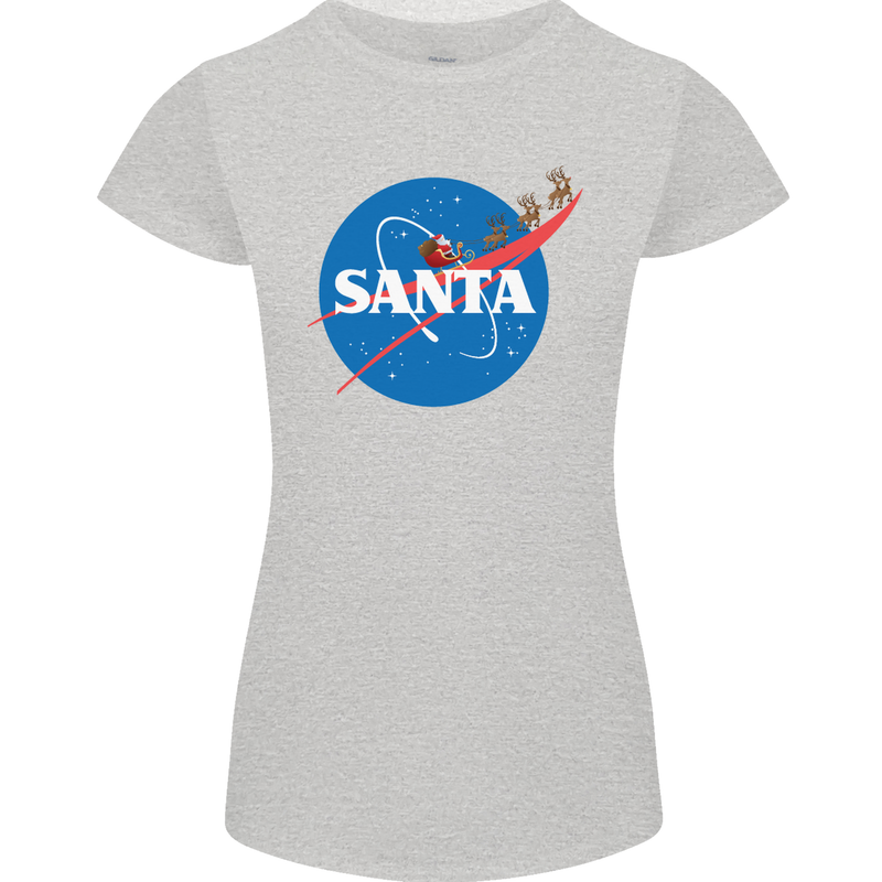 Santa Clause NASA Parody Funny Christmas Womens Petite Cut T-Shirt Sports Grey
