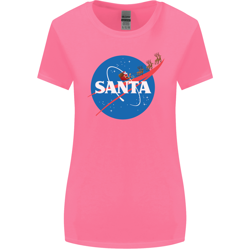 Santa Clause NASA Parody Funny Christmas Womens Wider Cut T-Shirt Azalea