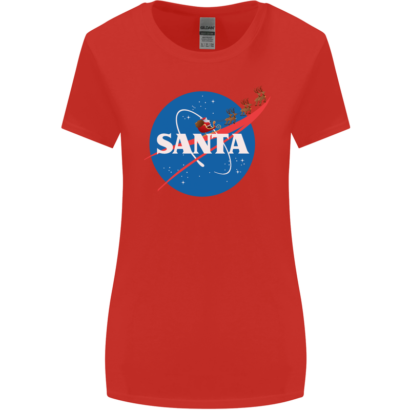Santa Clause NASA Parody Funny Christmas Womens Wider Cut T-Shirt Red