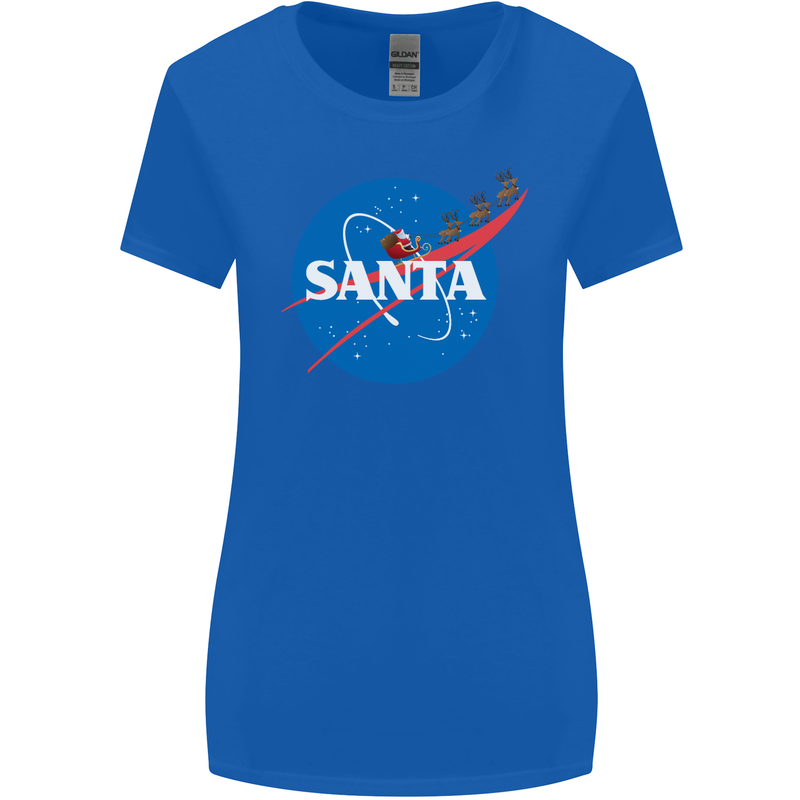 Santa Clause NASA Parody Funny Christmas Womens Wider Cut T-Shirt Royal Blue