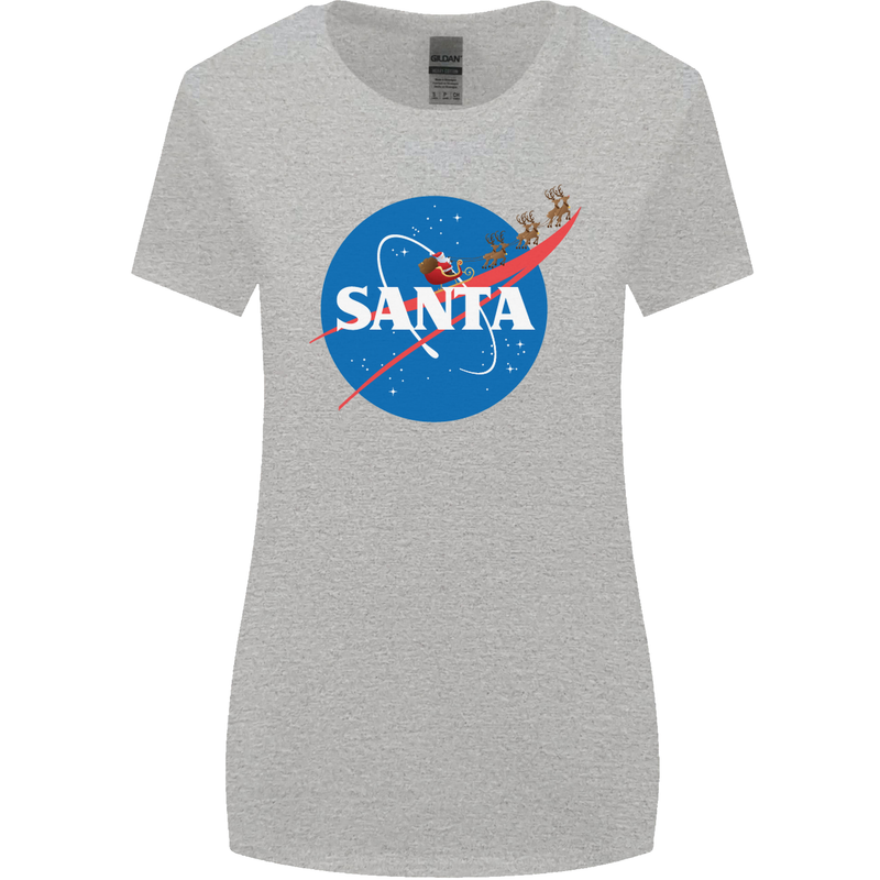 Santa Clause NASA Parody Funny Christmas Womens Wider Cut T-Shirt Sports Grey
