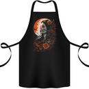 Santa Muerta & Moon Skulls Roses Cotton Apron 100% Organic Black