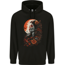 Santa Muerta & Moon Skulls Roses Mens 80% Cotton Hoodie Black
