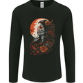 Santa Muerta & Moon Skulls Roses Mens Long Sleeve T-Shirt Black