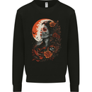 Santa Muerta & Moon Skulls Roses Mens Sweatshirt Jumper Black