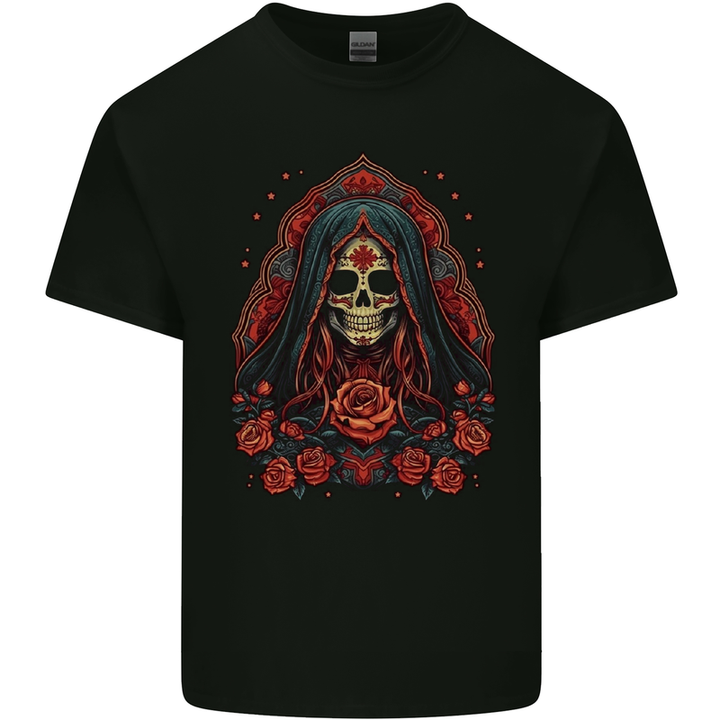 Santa Muerte Cult Female Deity Saint of Death Kids T-Shirt Childrens Black