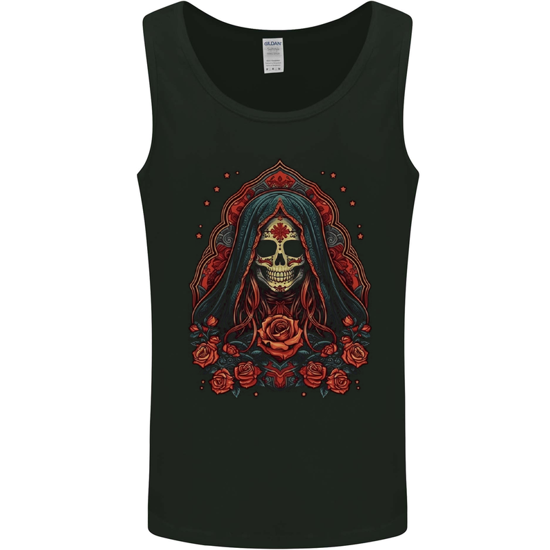 Santa Muerte Cult Female Deity Saint of Death Mens Vest Tank Top Black