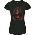 Santa Muerte Cult Female Deity Saint of Death Womens Petite Cut T-Shirt Black