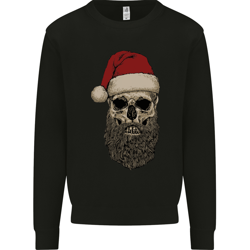 Santa Skull Gothic Heavy Metal Christmas Kids Sweatshirt Jumper Black