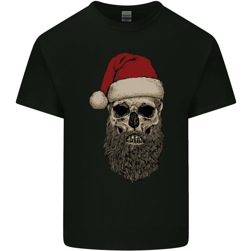 Santa Skull Gothic Heavy Metal Christmas Mens Cotton T-Shirt Tee Top Black