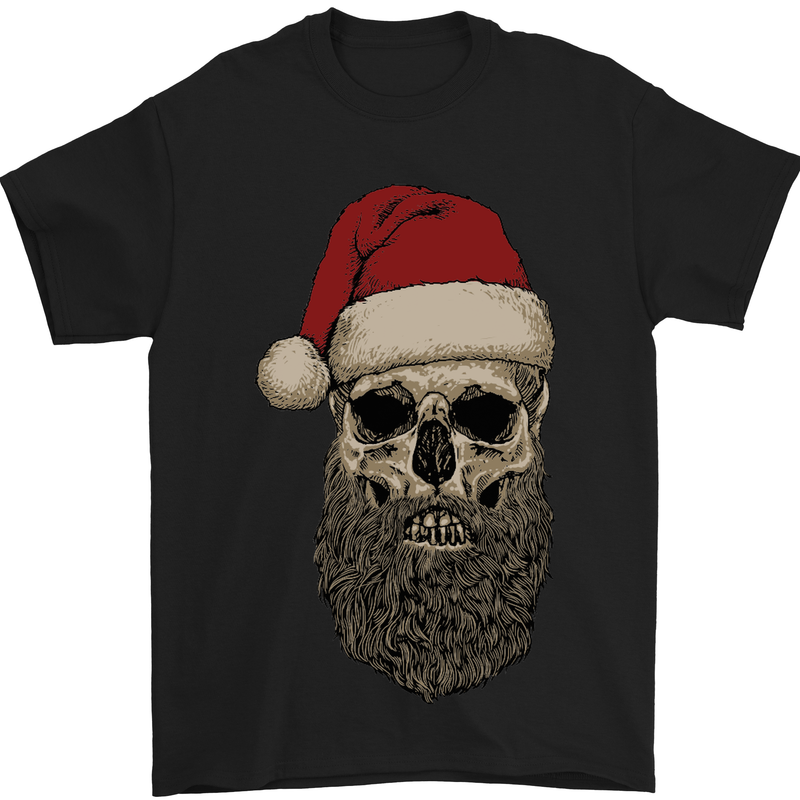 Santa Skull Gothic Heavy Metal Christmas Mens T-Shirt Cotton Gildan Black