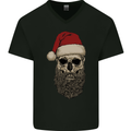 Santa Skull Gothic Heavy Metal Christmas Mens V-Neck Cotton T-Shirt Black