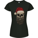 Santa Skull Gothic Heavy Metal Christmas Womens Petite Cut T-Shirt Black