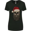 Santa Skull Gothic Heavy Metal Christmas Womens Wider Cut T-Shirt Black