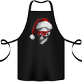 Santa Skull Wearing Shades Funny Christmas Cotton Apron 100% Organic Black