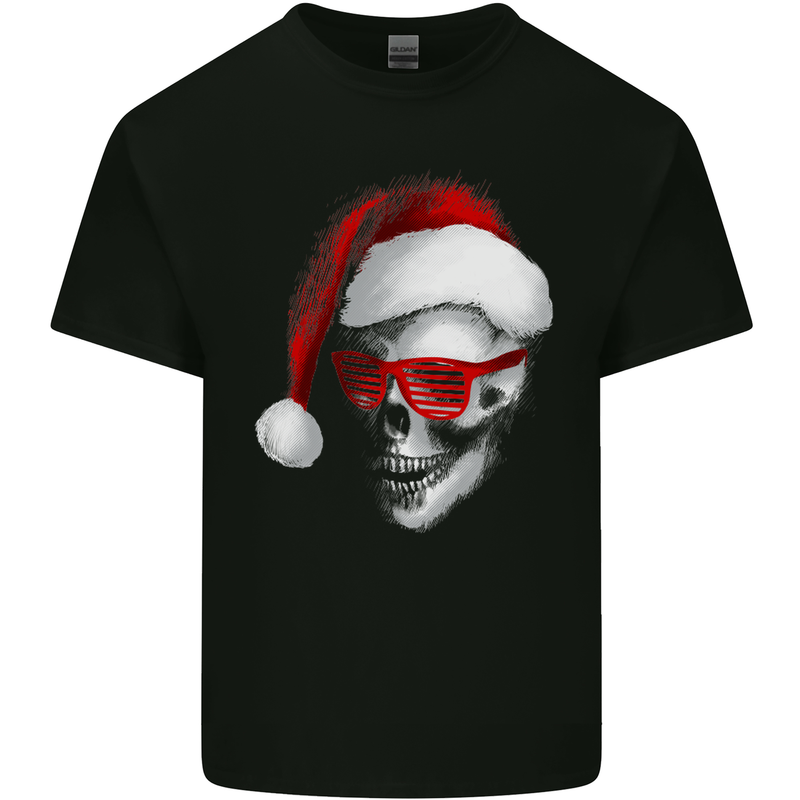 Santa Skull Wearing Shades Funny Christmas Mens Cotton T-Shirt Tee Top Black