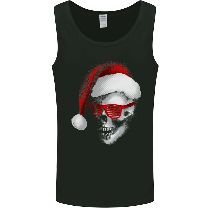 Santa Skull Wearing Shades Funny Christmas Mens Vest Tank Top Black