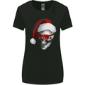 Santa Skull Wearing Shades Funny Christmas Womens Wider Cut T-Shirt Black