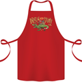 Santa T-Rex Drink Eat Merry Funny Christmas Cotton Apron 100% Organic Red
