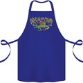 Santa T-Rex Drink Eat Merry Funny Christmas Cotton Apron 100% Organic Royal Blue