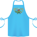 Santa T-Rex Drink Eat Merry Funny Christmas Cotton Apron 100% Organic Turquoise
