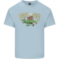 Santa T-Rex Drink Eat Merry Funny Christmas Kids T-Shirt Childrens Light Blue