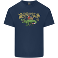 Santa T-Rex Drink Eat Merry Funny Christmas Kids T-Shirt Childrens Navy Blue