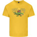 Santa T-Rex Drink Eat Merry Funny Christmas Kids T-Shirt Childrens Yellow