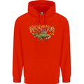 Santa T-Rex Drink Eat Merry Funny Christmas Mens 80% Cotton Hoodie Bright Red