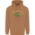 Santa T-Rex Drink Eat Merry Funny Christmas Mens 80% Cotton Hoodie Caramel Latte