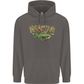 Santa T-Rex Drink Eat Merry Funny Christmas Mens 80% Cotton Hoodie Charcoal