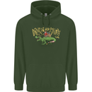 Santa T-Rex Drink Eat Merry Funny Christmas Mens 80% Cotton Hoodie Forest Green