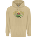 Santa T-Rex Drink Eat Merry Funny Christmas Mens 80% Cotton Hoodie Sand