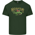 Santa T-Rex Drink Eat Merry Funny Christmas Mens Cotton T-Shirt Tee Top Forest Green