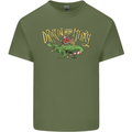 Santa T-Rex Drink Eat Merry Funny Christmas Mens Cotton T-Shirt Tee Top Military Green