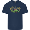 Santa T-Rex Drink Eat Merry Funny Christmas Mens Cotton T-Shirt Tee Top Navy Blue