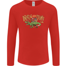 Santa T-Rex Drink Eat Merry Funny Christmas Mens Long Sleeve T-Shirt Red