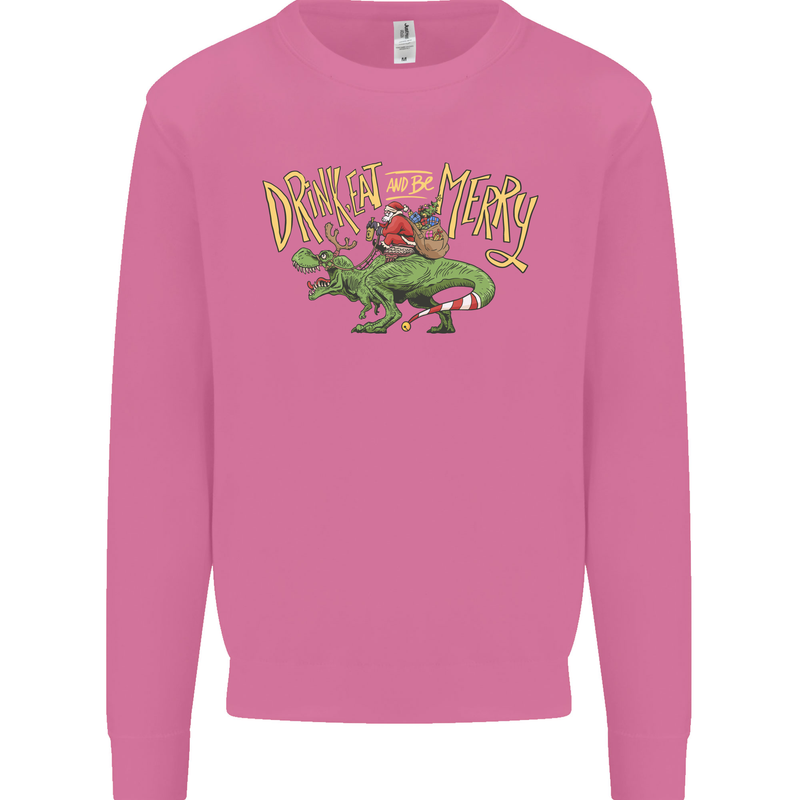 Santa T-Rex Drink Eat Merry Funny Christmas Mens Sweatshirt Jumper Azalea