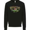 Santa T-Rex Drink Eat Merry Funny Christmas Mens Sweatshirt Jumper Black