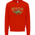 Santa T-Rex Drink Eat Merry Funny Christmas Mens Sweatshirt Jumper Bright Red