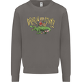 Santa T-Rex Drink Eat Merry Funny Christmas Mens Sweatshirt Jumper Charcoal