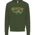 Santa T-Rex Drink Eat Merry Funny Christmas Mens Sweatshirt Jumper Forest Green