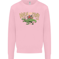 Santa T-Rex Drink Eat Merry Funny Christmas Mens Sweatshirt Jumper Light Pink