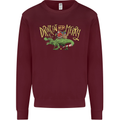 Santa T-Rex Drink Eat Merry Funny Christmas Mens Sweatshirt Jumper Maroon