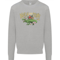 Santa T-Rex Drink Eat Merry Funny Christmas Mens Sweatshirt Jumper Sports Grey