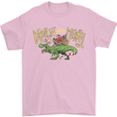 Santa T-Rex Drink Eat Merry Funny Christmas Mens T-Shirt Cotton Gildan Light Pink