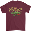 Santa T-Rex Drink Eat Merry Funny Christmas Mens T-Shirt Cotton Gildan Maroon