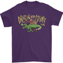 Santa T-Rex Drink Eat Merry Funny Christmas Mens T-Shirt Cotton Gildan Purple