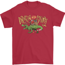 Santa T-Rex Drink Eat Merry Funny Christmas Mens T-Shirt Cotton Gildan Red